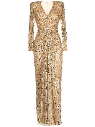 Orders valentina gold sequin long sleeve maxi