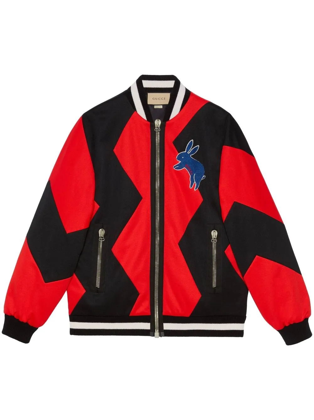 Gucci Lunar New Year Zig-zag Technical Jersey Zip Jacket In Black