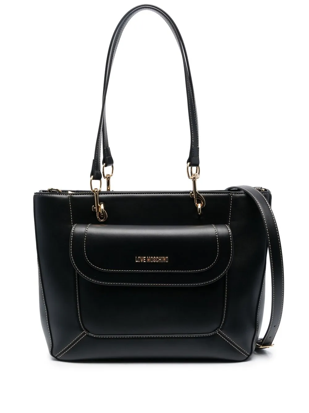 

Love Moschino leather top-handle tote bag - Black