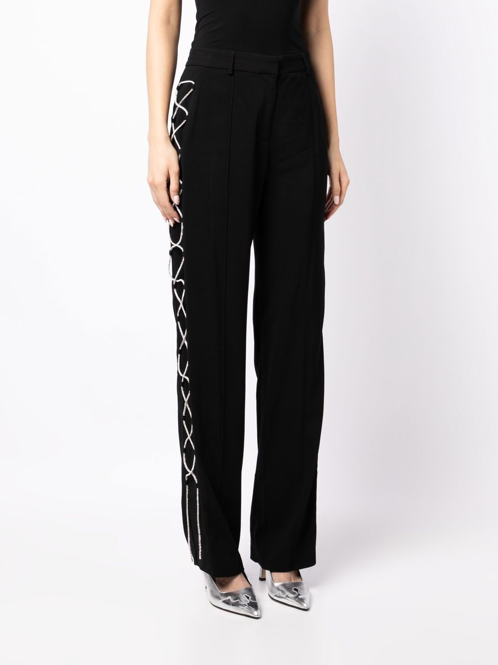 Shop Giuseppe Di Morabito Lace-up Detail Straight-leg Trousers In Black