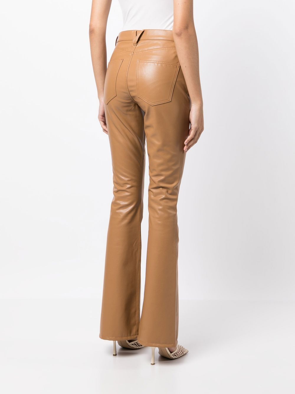 Shop Veronica Beard Beverly Flared-leg Faux Leather Trousers In Braun