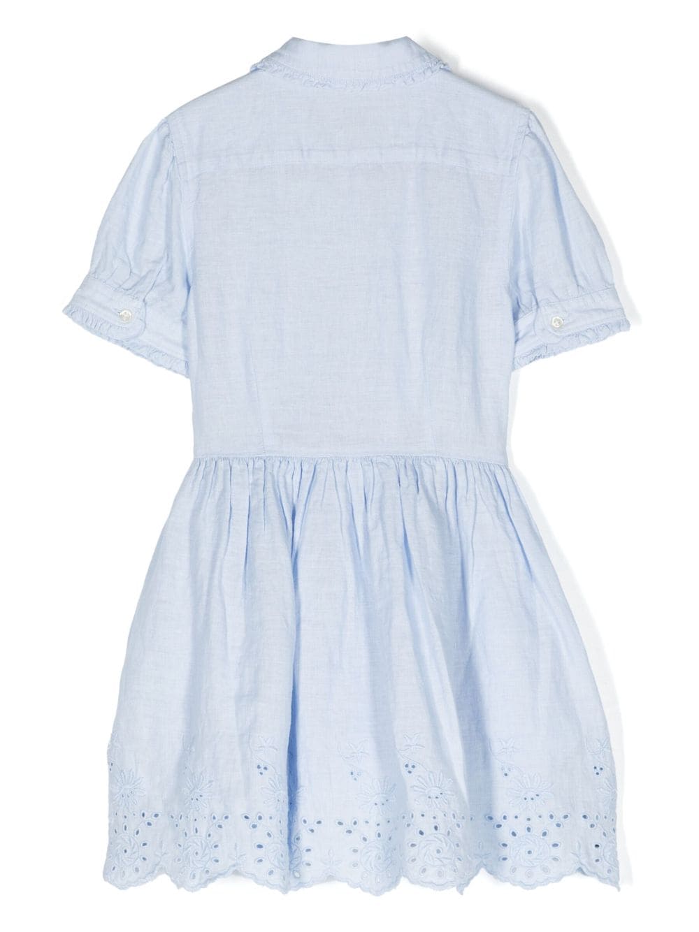 Ralph Lauren Kids short-sleeve linen dress - Blauw