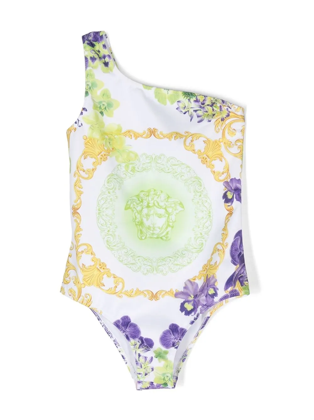 

Versace Kids one-shoulder stretch swuimsuit - Green