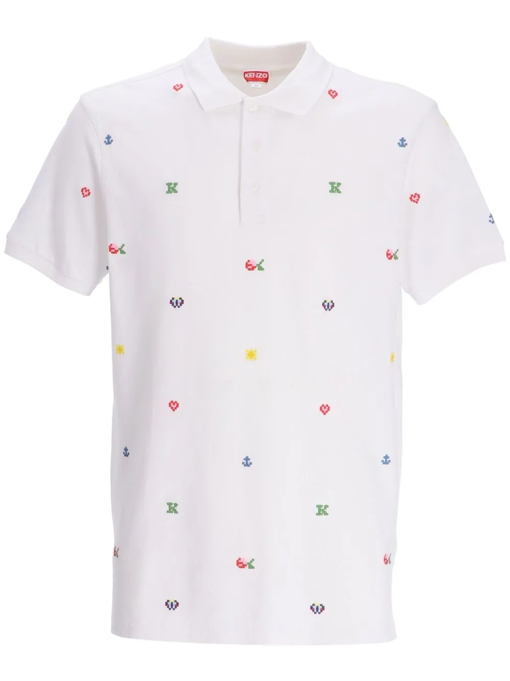 

Kenzo pixeled-print cotton polo shirt - White