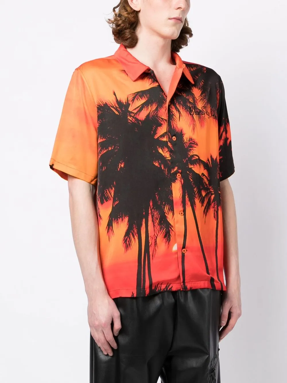 Shop Blue Sky Inn Sunset-print Short Sleeve Shirt In Orange