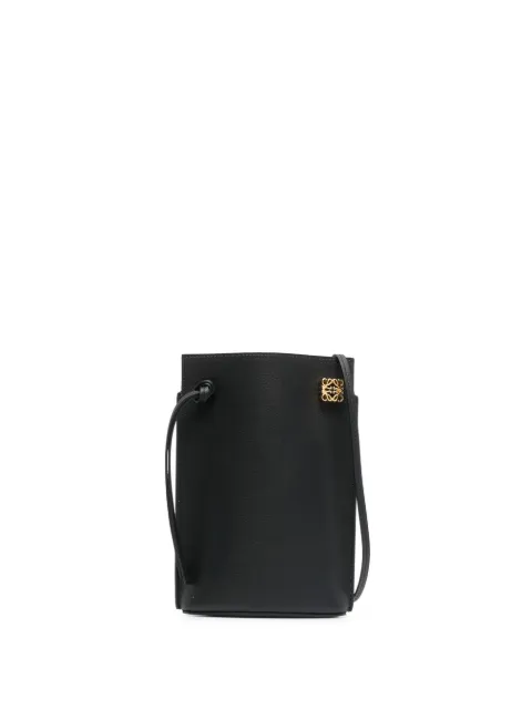 logo-plaque leather crossbody bag