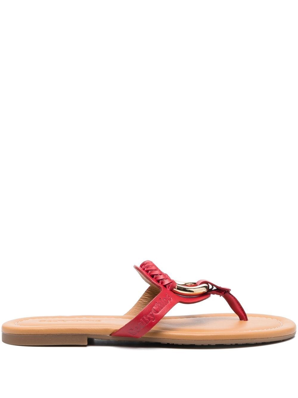 See By Chloé Leather Thong Sandals In Red