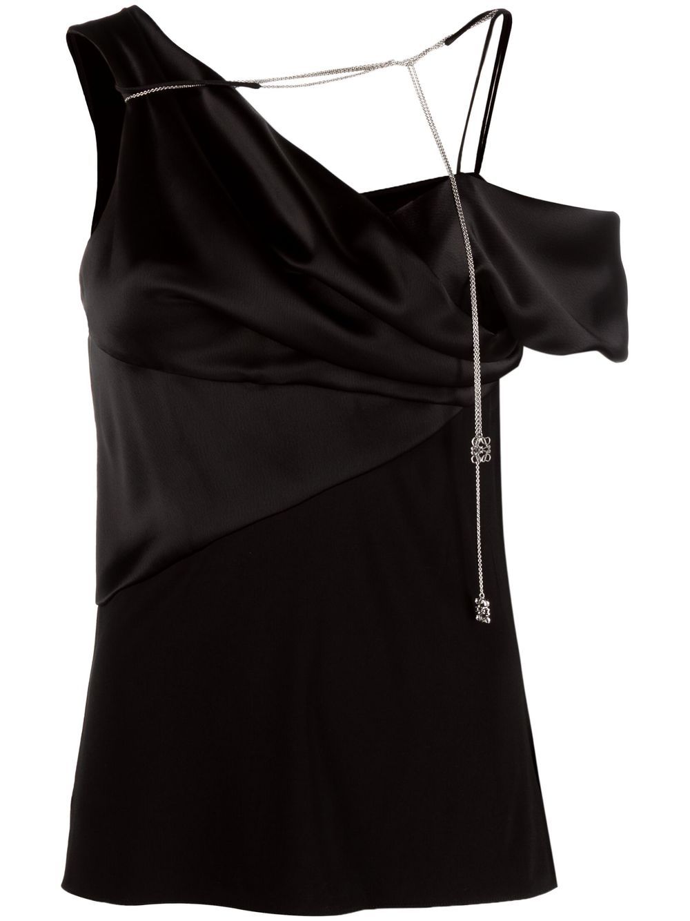 Loewe Draped Satin Top In Black