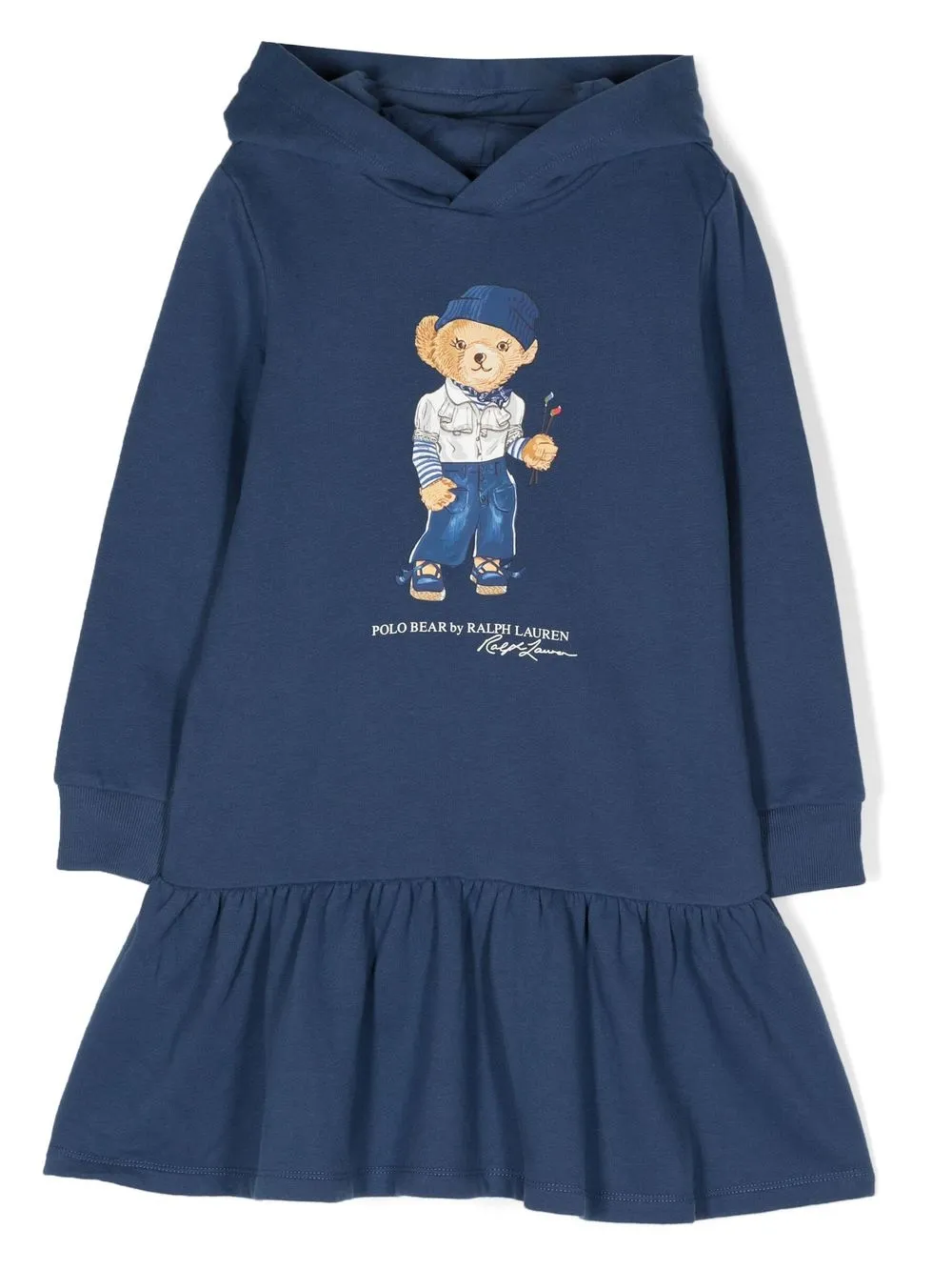 

Ralph Lauren Kids Polo Bear hooded peplum dress - Blue