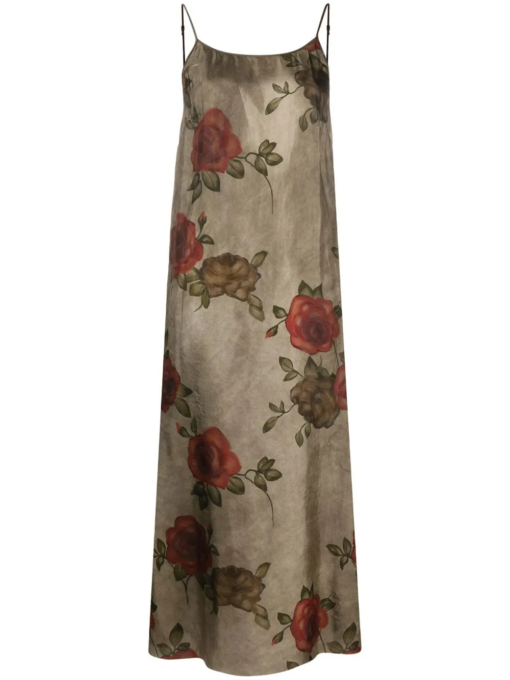

Uma Wang vestido midi con estampado floral - Marrón