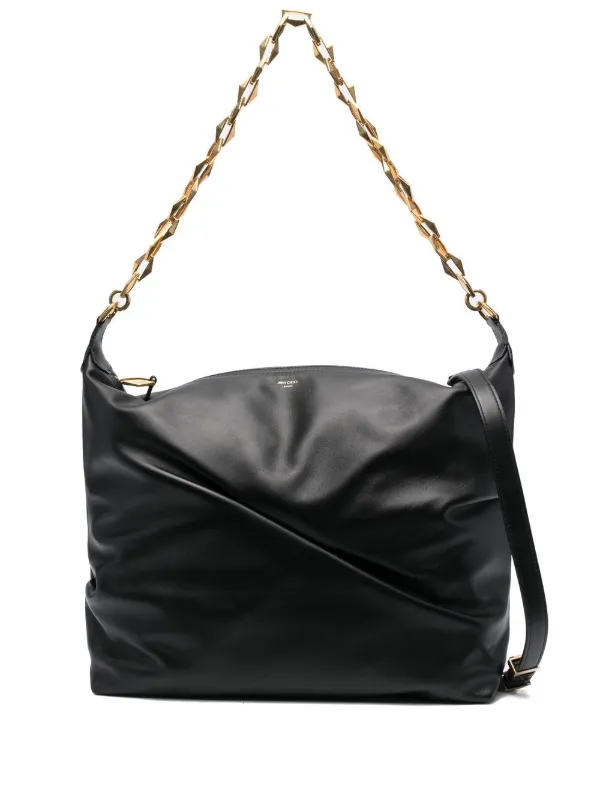 【送料&関税込】Jimmy Choo Black Leather Diamond Shoulder Ba Diamond Shoulder | Black Calf Leather Mini Bag | JIMMY CHOO