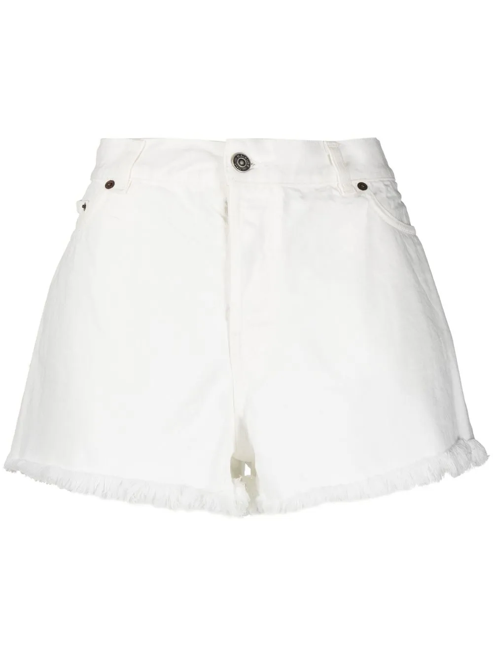 

Haikure frayed-edge hem shorts - White