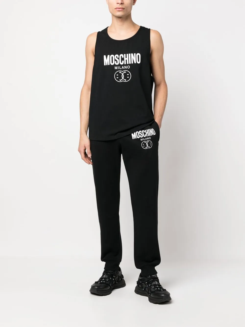 Moschino Tanktop met logoprint - Zwart