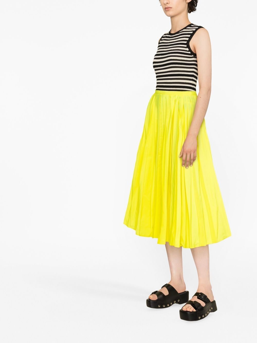 Shop Philosophy Di Lorenzo Serafini Pleated Mid-length Skirt In Yellow