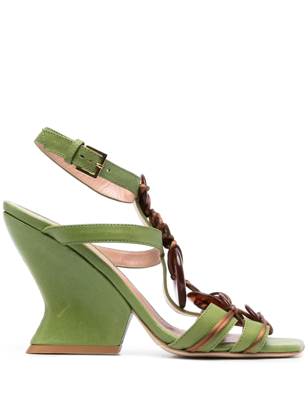 Alberta Ferretti Sandalen met bewerkte hak Groen