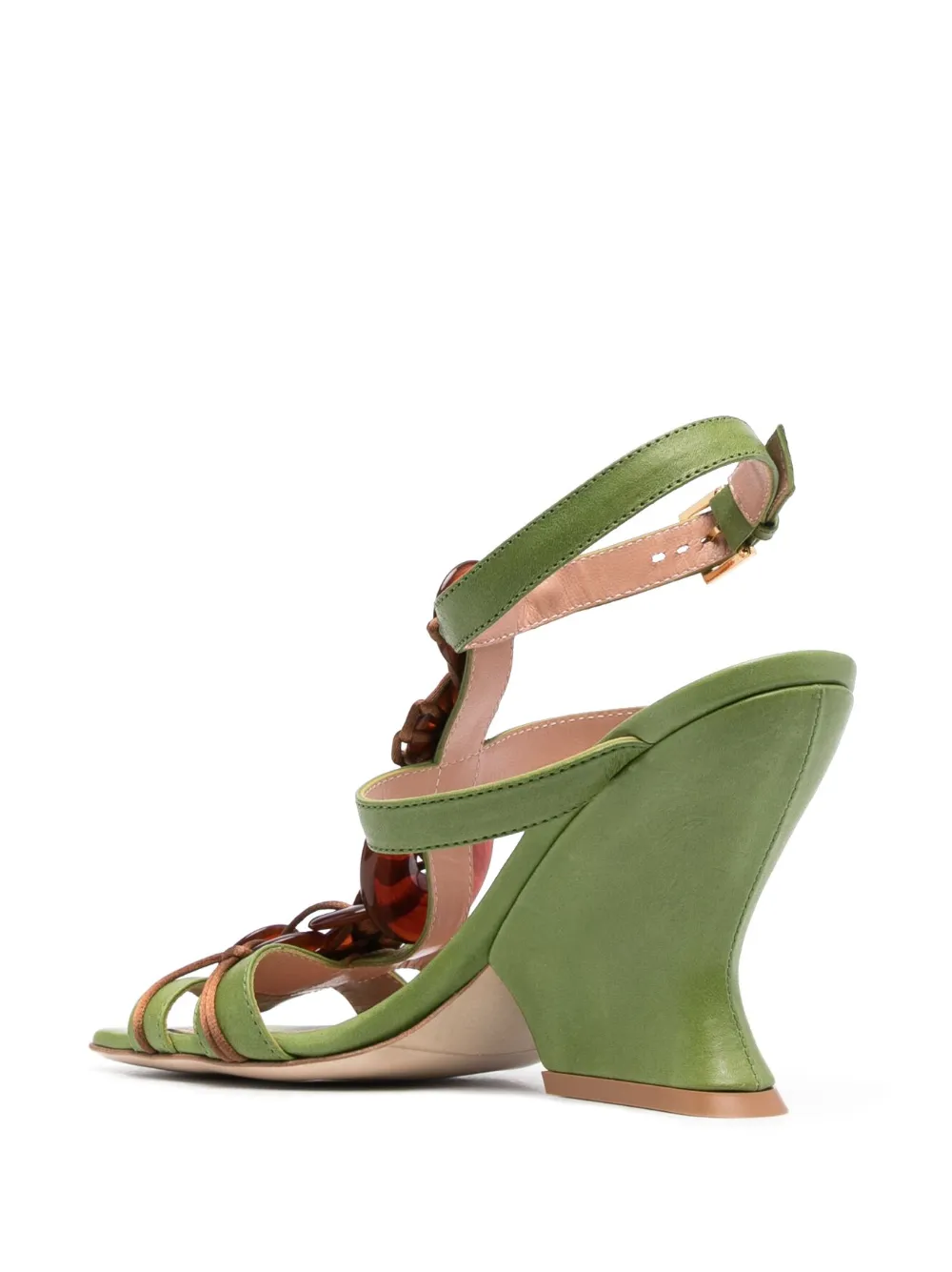 Alberta Ferretti Sandalen met bewerkte hak Groen