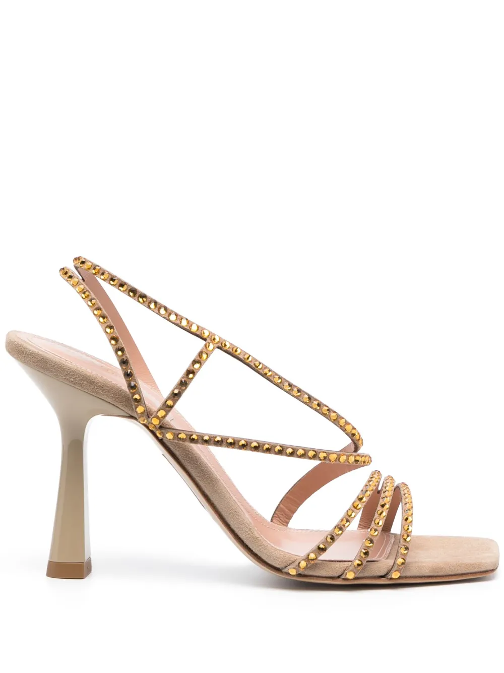 Alberta Ferretti Crystal-embellished Sandals In Nude
