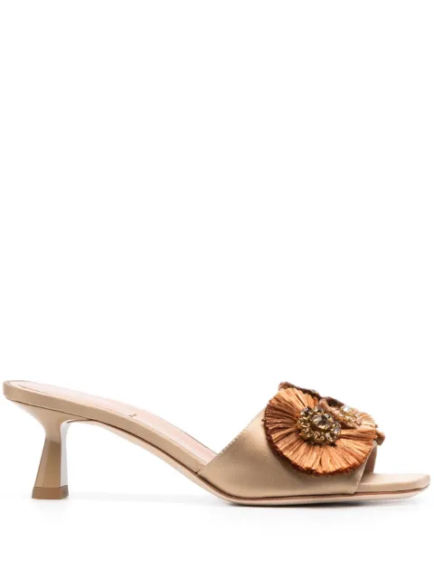Alberta Ferretti mules 55 mm en cuir à applique fleur