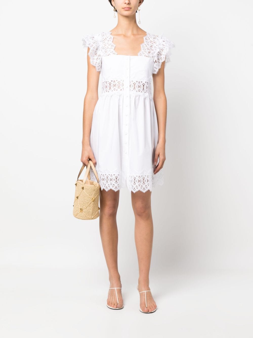 Alberta Ferretti Midi-jurk met vierkante hals - Wit