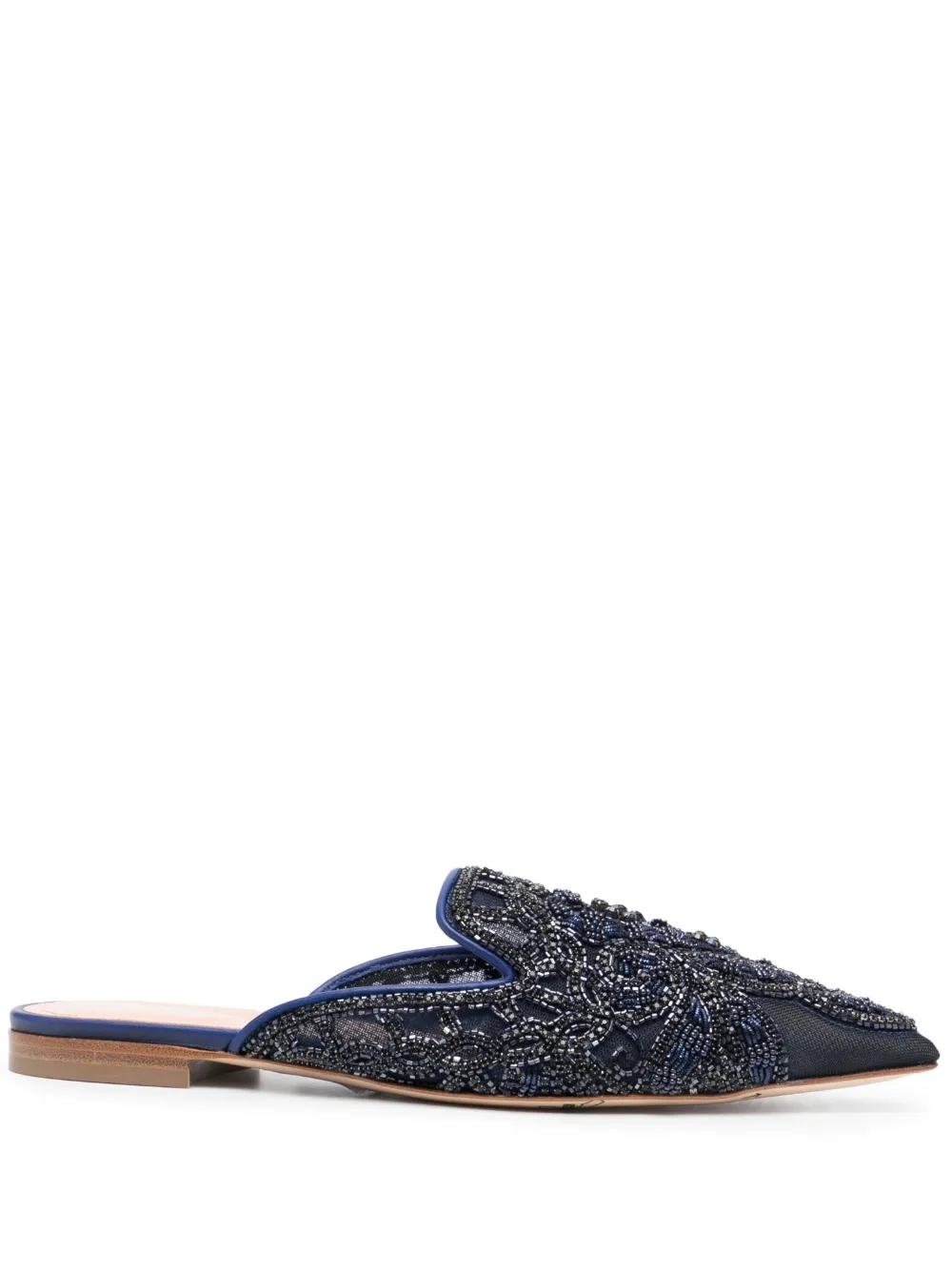 Alberta Ferretti Crystal-embellished Flat Mules In Blue