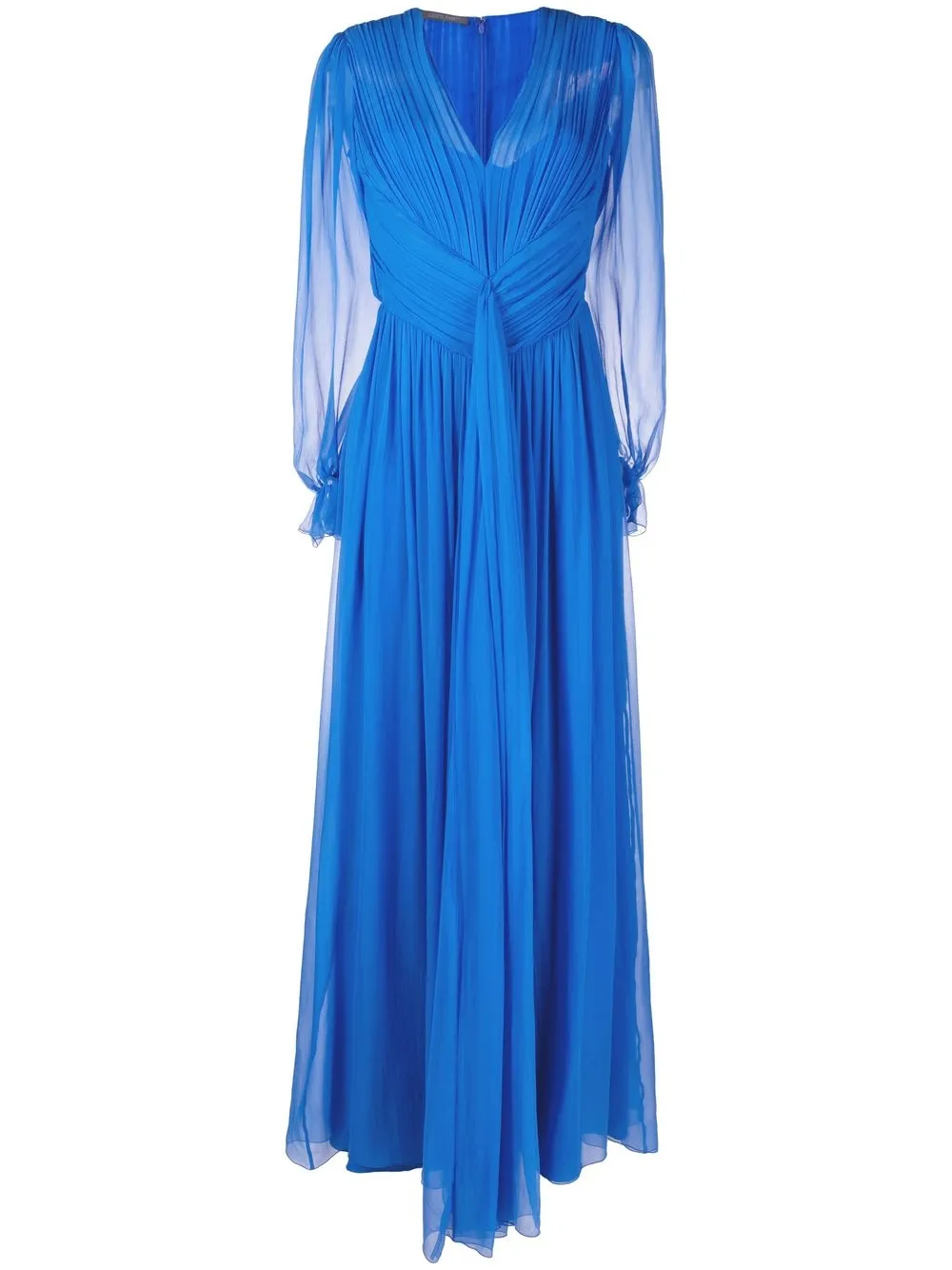 Alberta Ferretti Bow-detail Pleated Gown In Bluette