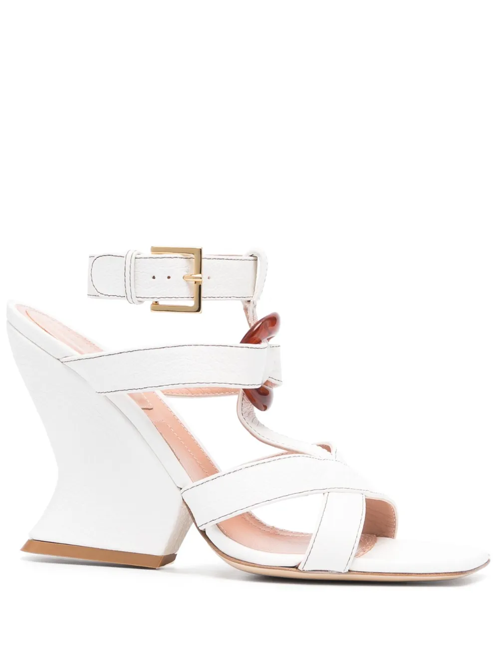 Alberta Ferretti 105mm Strap-detail Leather Sandals In White