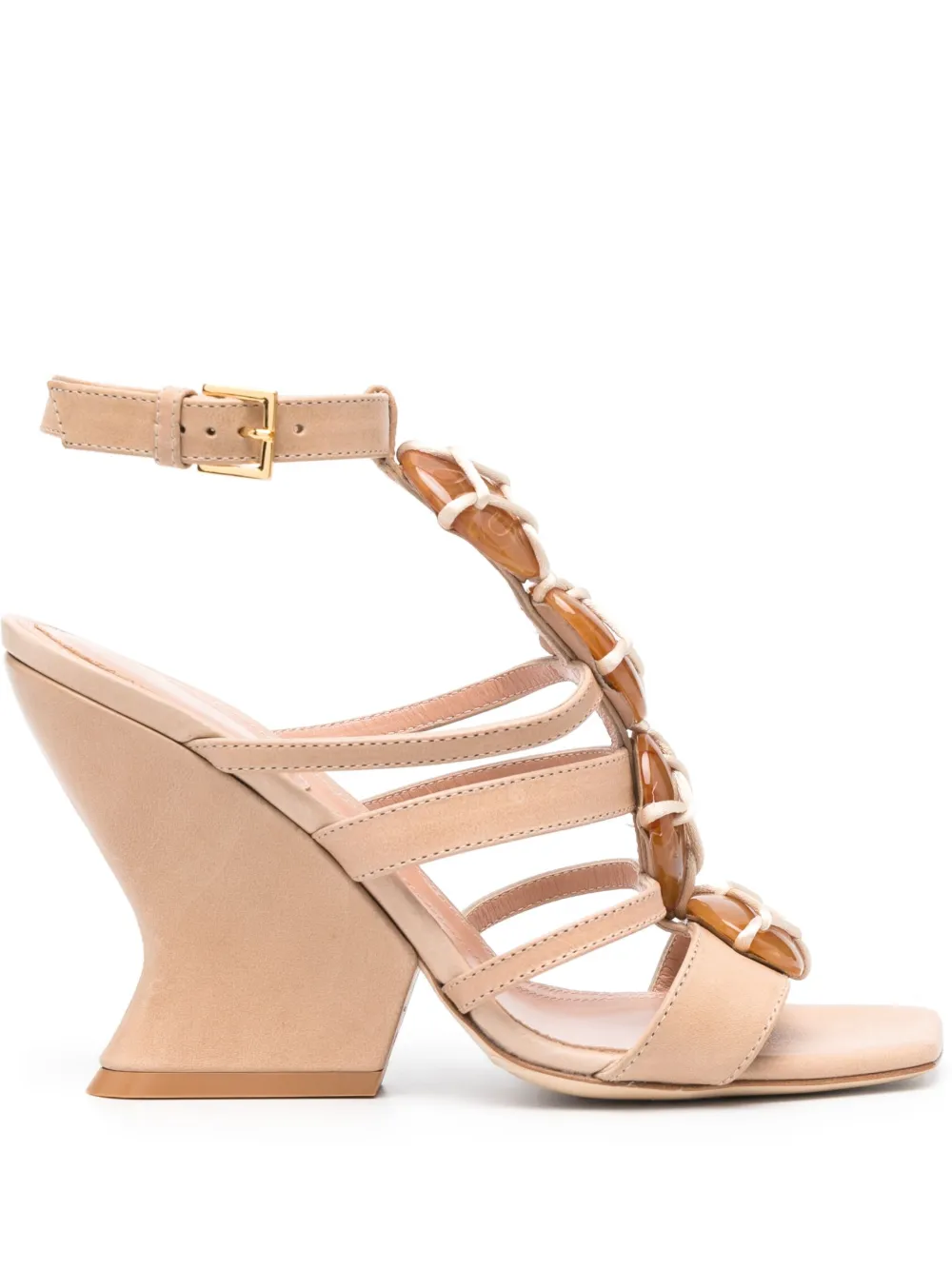 Alberta Ferretti 100mm Sculpted-wedge Heel Sandals In Nude