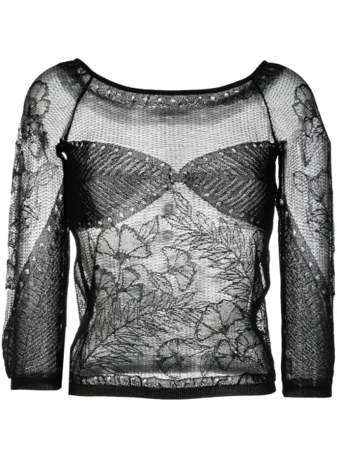 Alberta Ferretti توب منسوج شبه شفاف