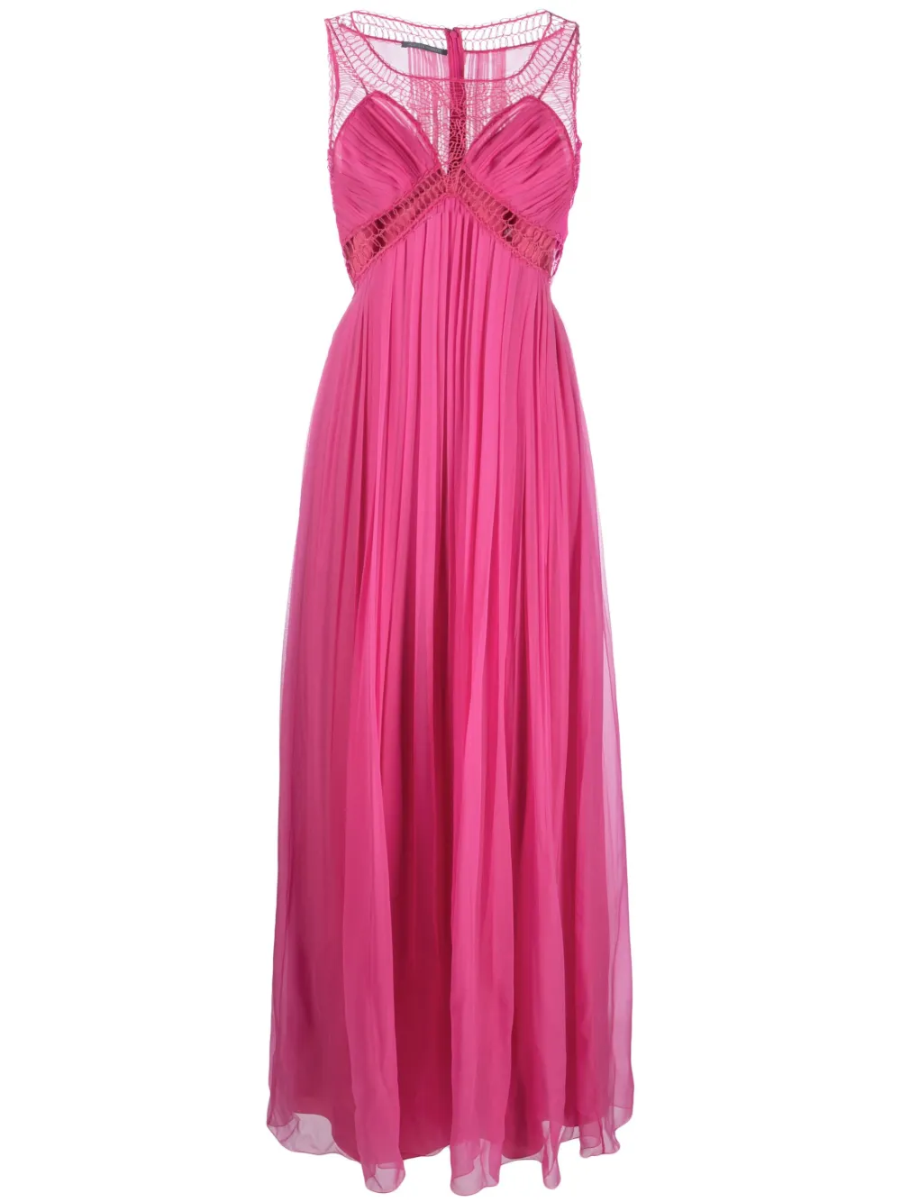 Alberta Ferretti Cornely-embroidered Silk Maxi Dress In Pink