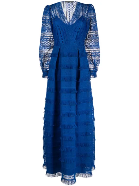 Alberta Ferretti macramé lace V-neck dress