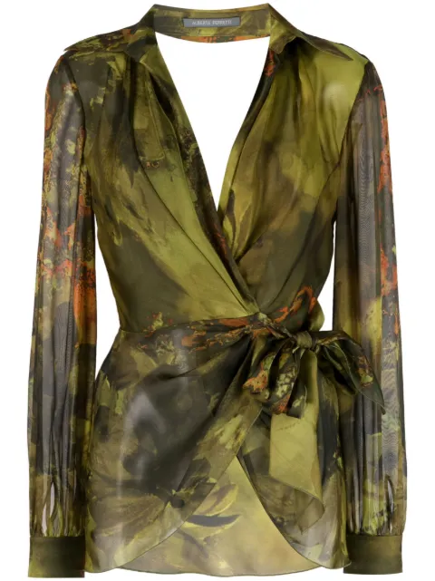 Alberta Ferretti wrap-detailed blouse 