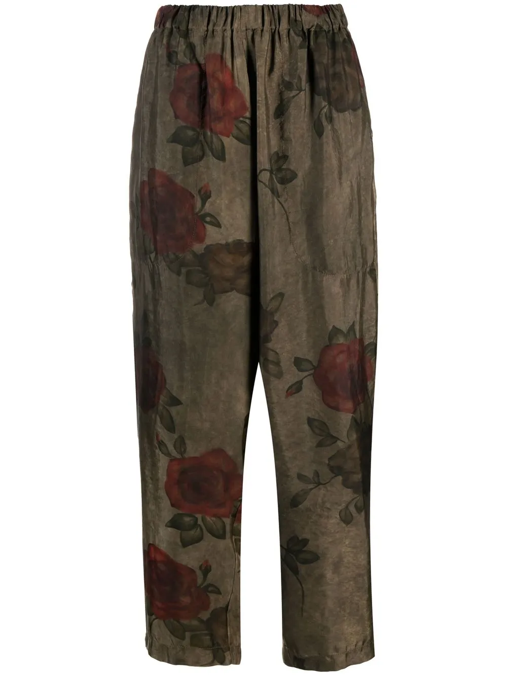 

Uma Wang pantalones tapered con estampado floral - Verde