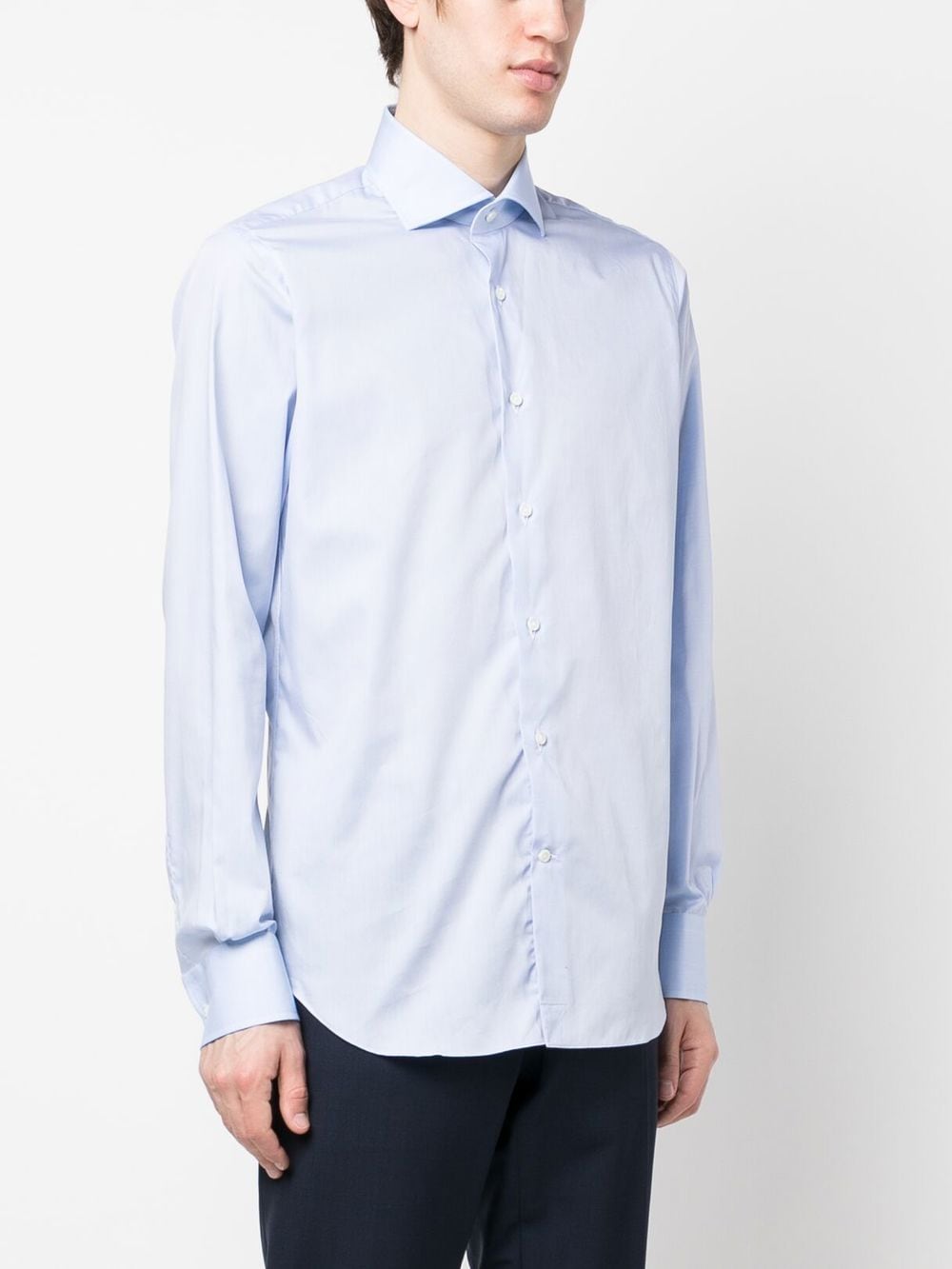 Shop D4.0 Long-sleeved Cotton Shirt In Blau