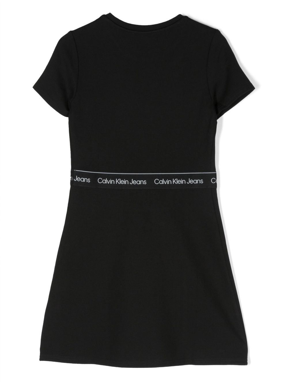 Shop Calvin Klein Logo-waistband Short-sleeve Dress In Black