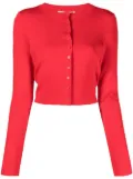 Victoria Beckham pointelle-knit cropped cardigan - Red
