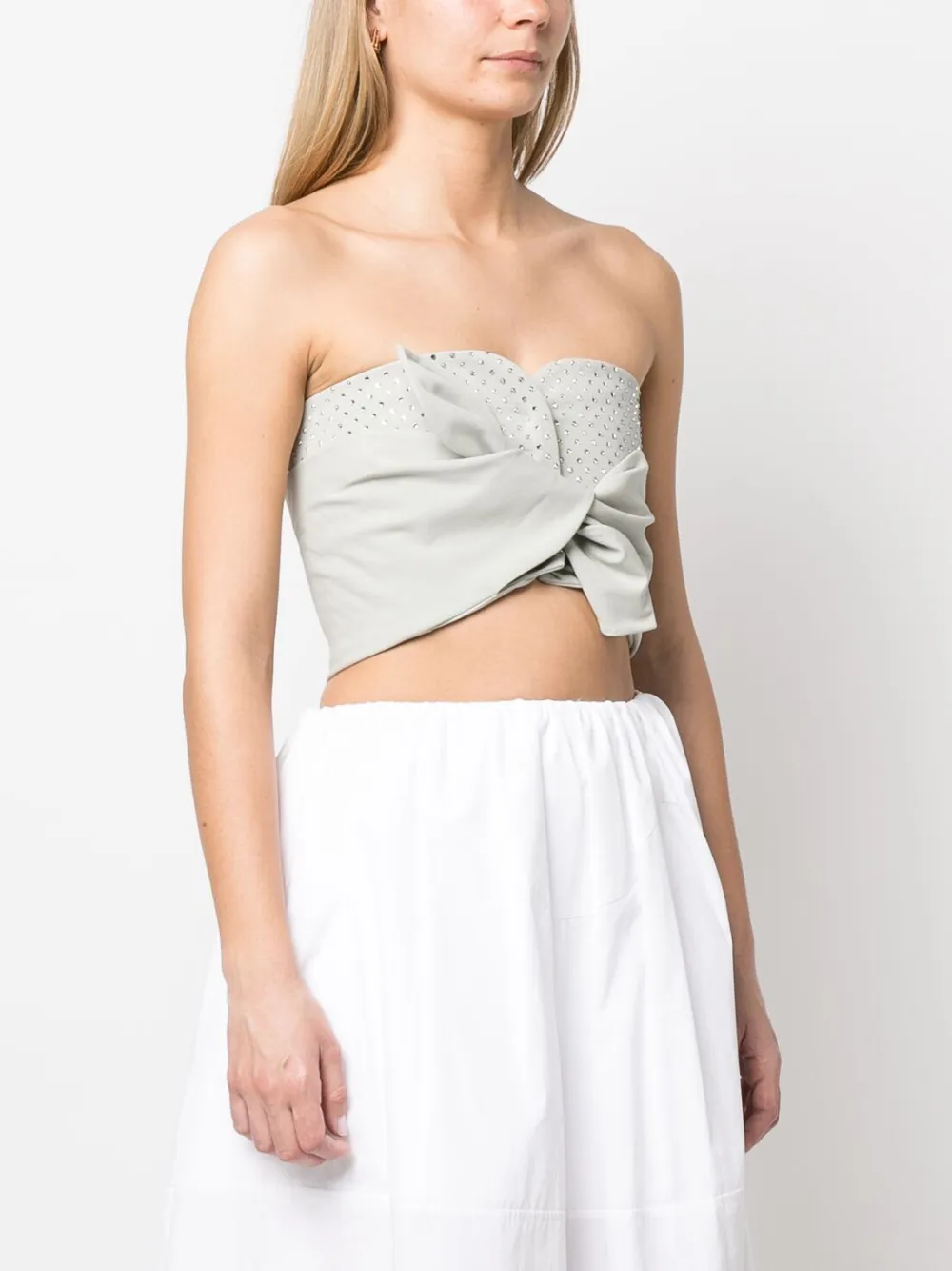 Philosophy Di Lorenzo Serafini Punched-panelling Strapless Top In Grau