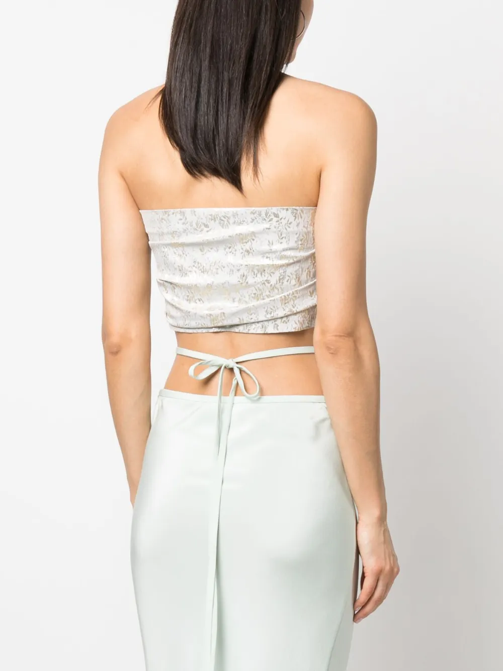 Shop Philosophy Di Lorenzo Serafini Jacquard Bandeau Crop Top In Grau