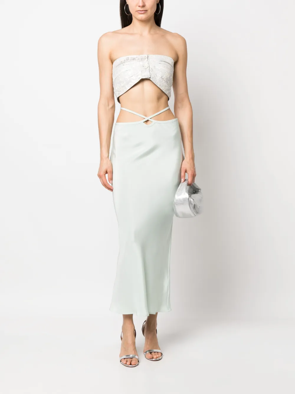 Shop Philosophy Di Lorenzo Serafini Jacquard Bandeau Crop Top In Grau