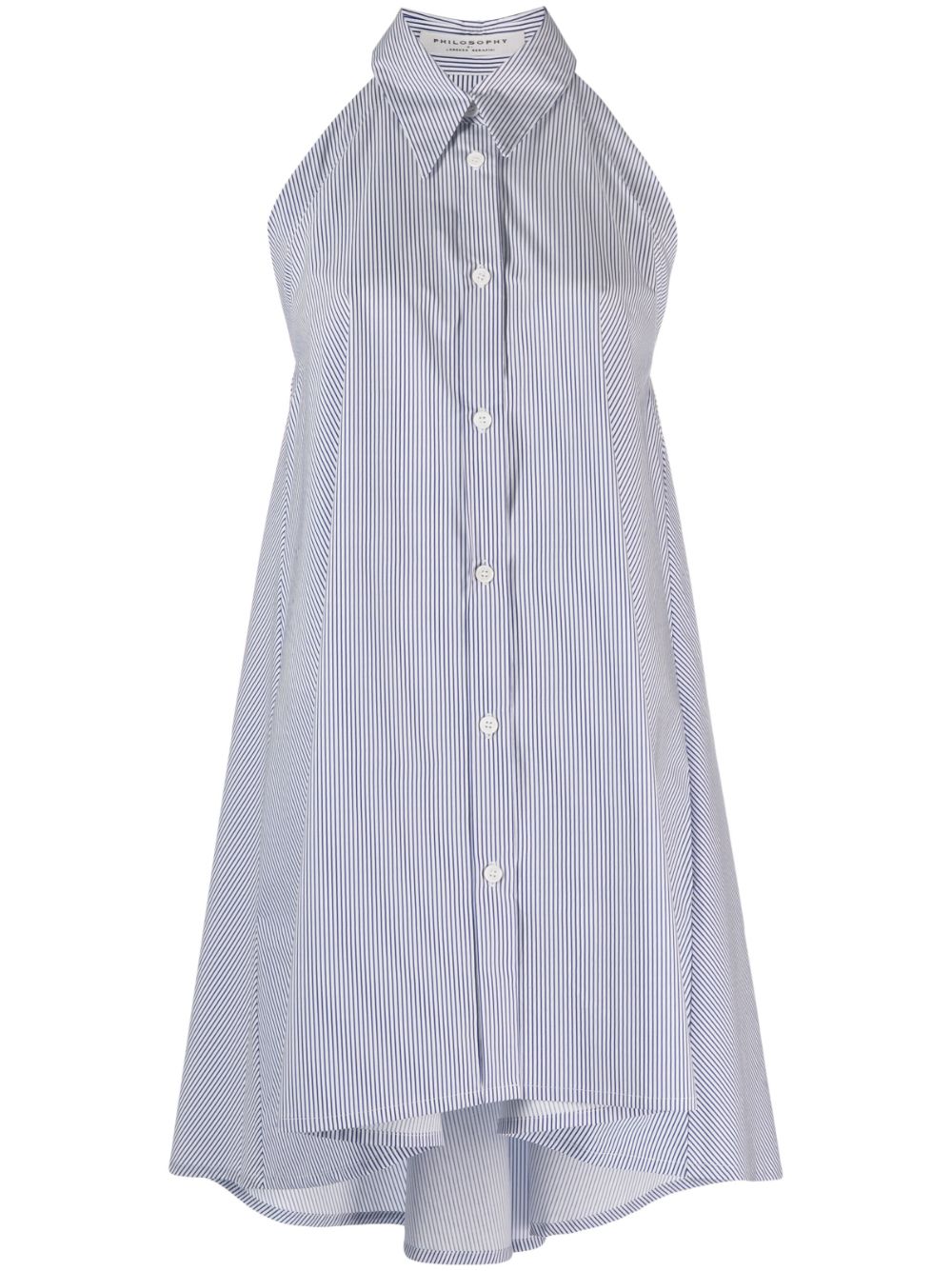Philosophy Di Lorenzo Serafini Striped Sleeveless Shirt Dress In White/blue Stripes