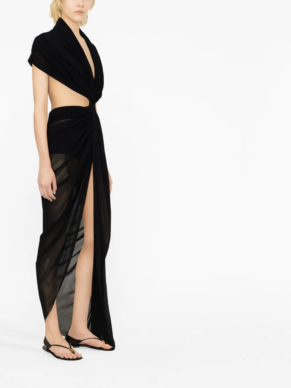 Philosophy Di Lorenzo Serafini Maxi-jurk met open rug - Zwart