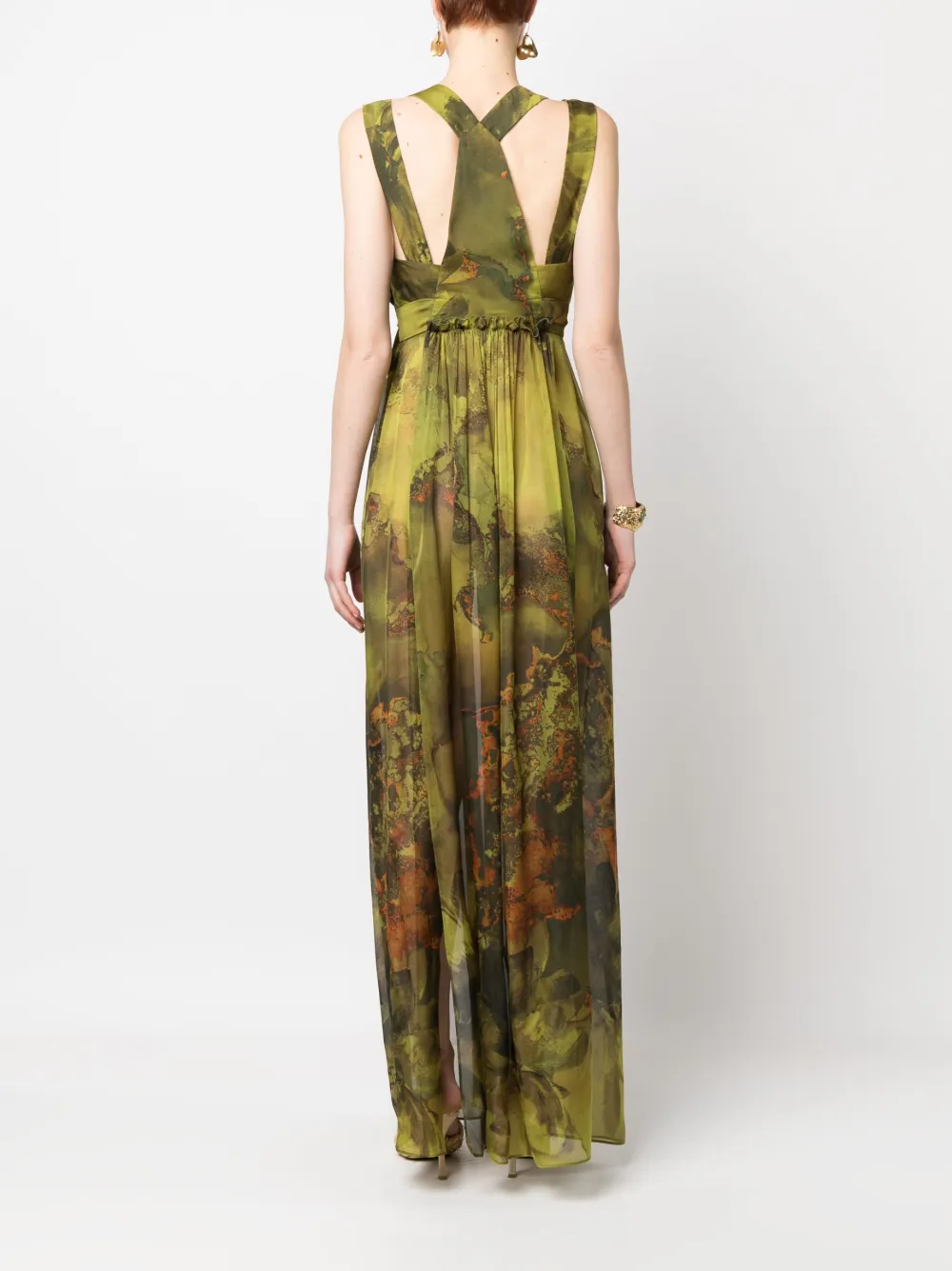 ALBERTA FERRETTI GRAPHIC-PRINT SILK MAXI DRESS