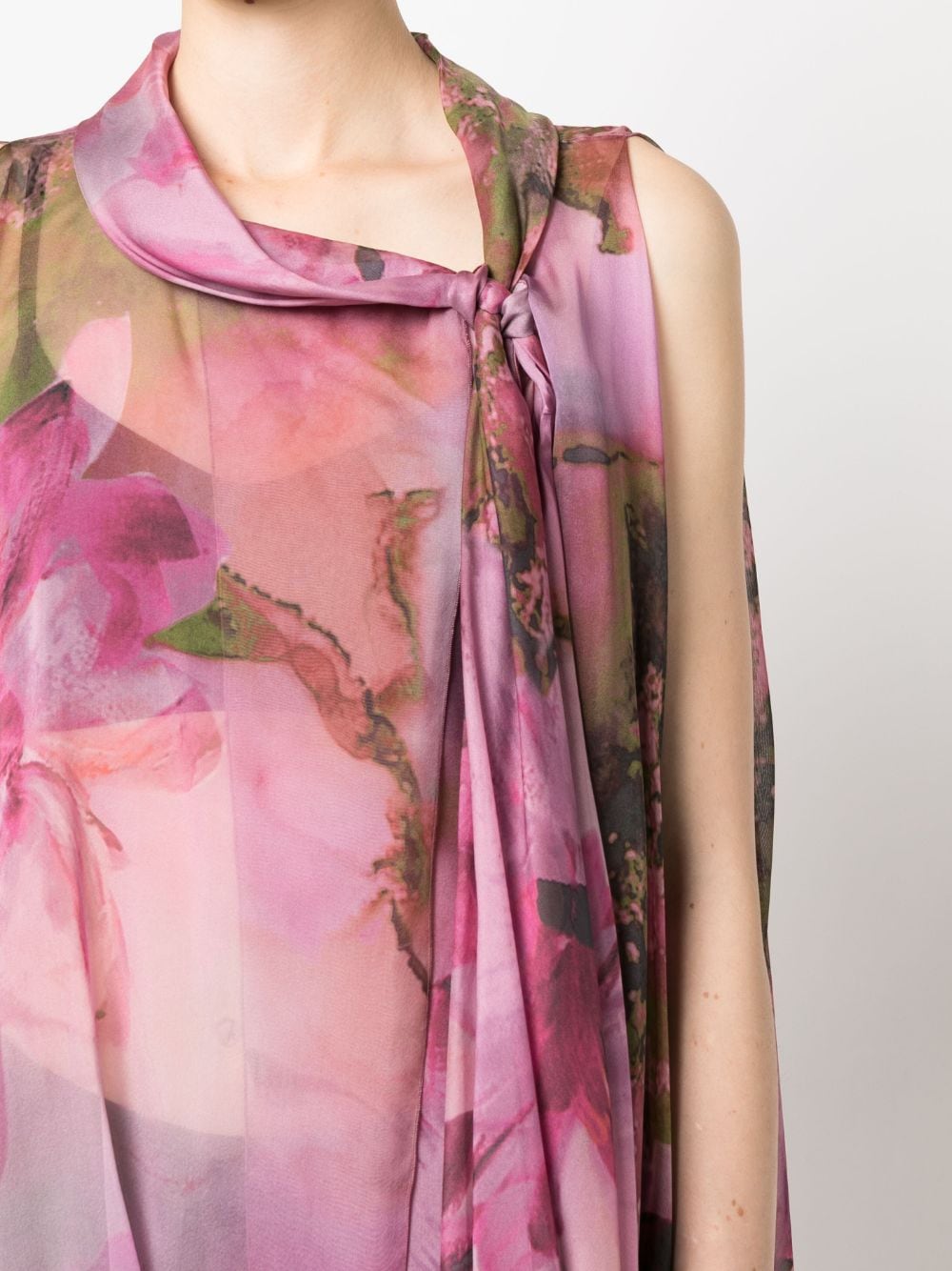 Shop Alberta Ferretti Floral-print Semi-sheer Silk Blouse In Pink