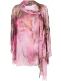 Alberta Ferretti floral-print semi-sheer silk blouse - Pink