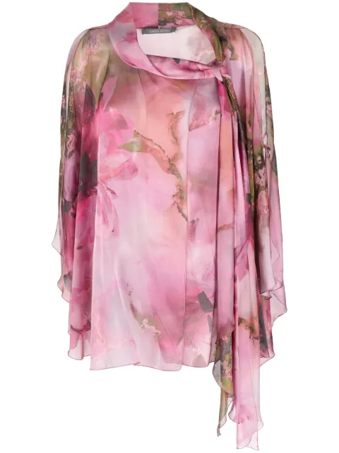 Alberta Ferretti blouse transparente à fleurs