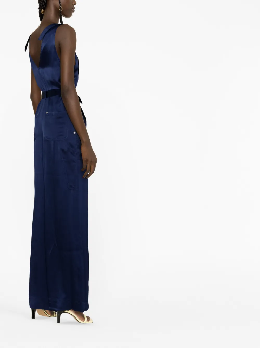 Alberta Ferretti Contrasting-stitch Jumpsuit In Blau