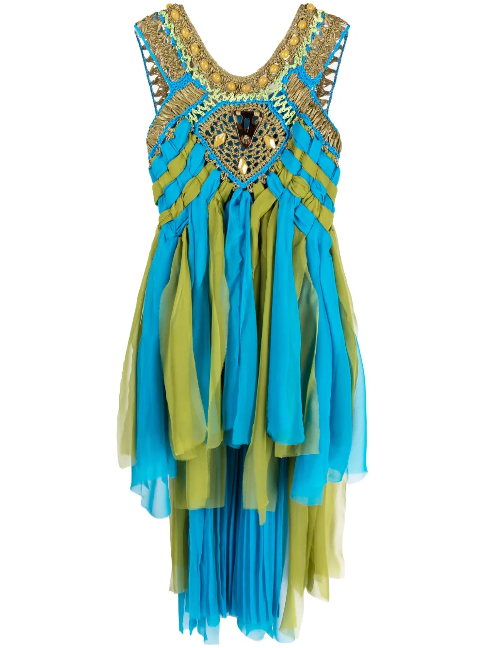 Alberta Ferretti Interwoven Bead-embellished Midi Dress In Blue