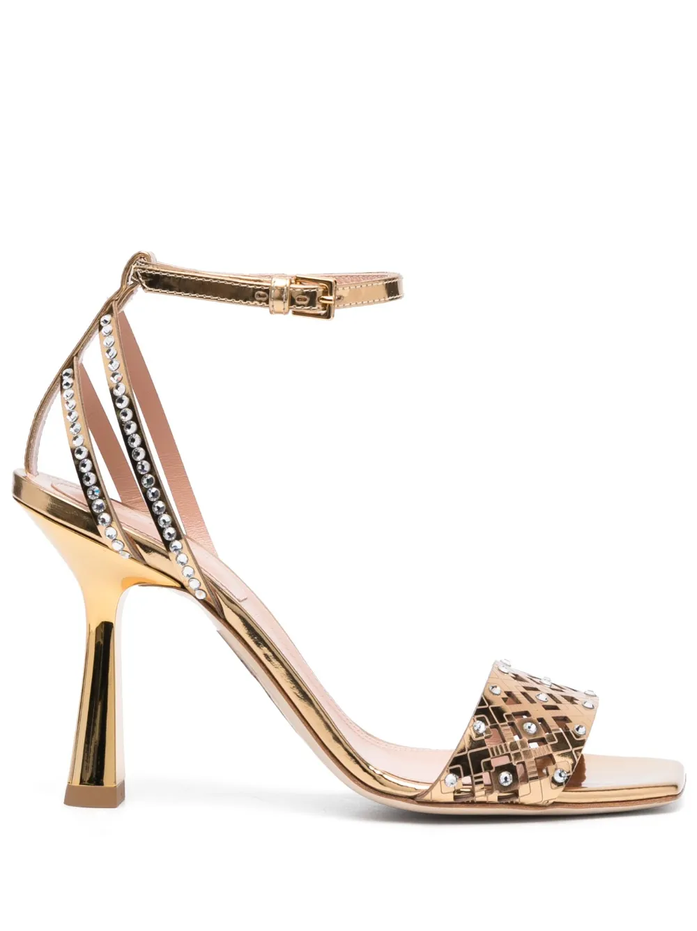Alberta Ferretti Crystal-embellished Sandals In Gold