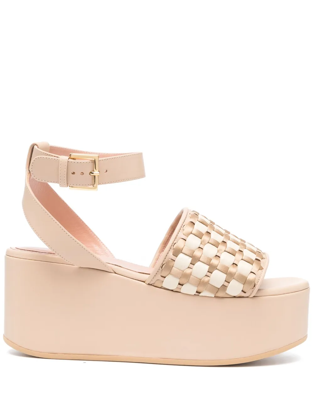 Alberta Ferretti Interwoven-design Wedge Sandals In Neutrals