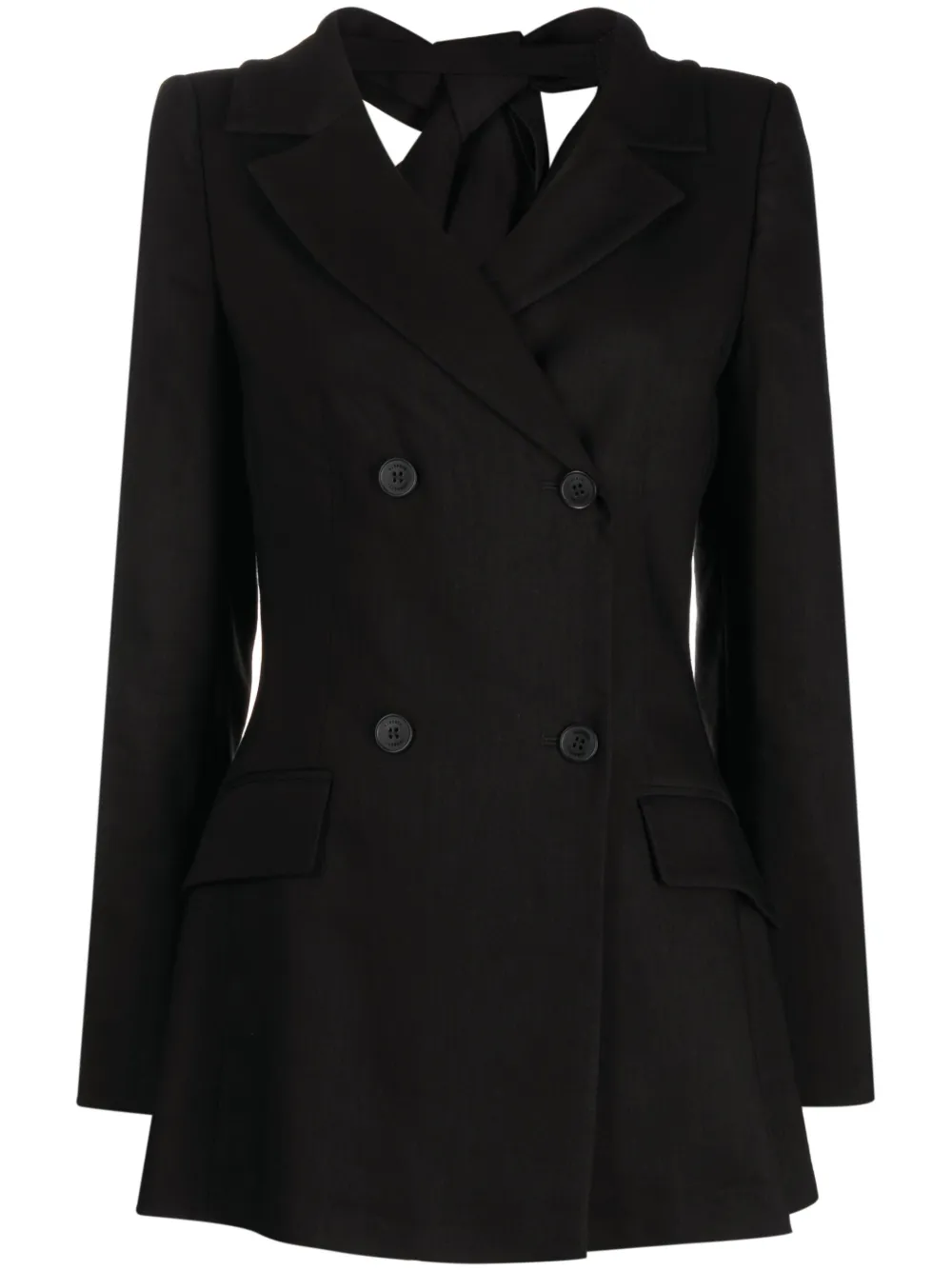 Alberta Ferretti Notched-lapels Double-breasted Blazer In Black