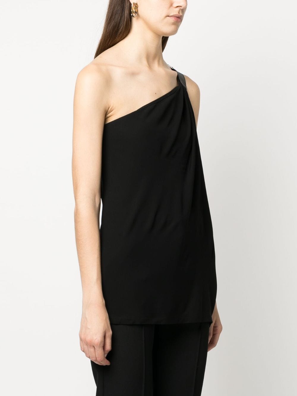 Shop Alberta Ferretti Buckle-fastening One-shoulder Top In Black